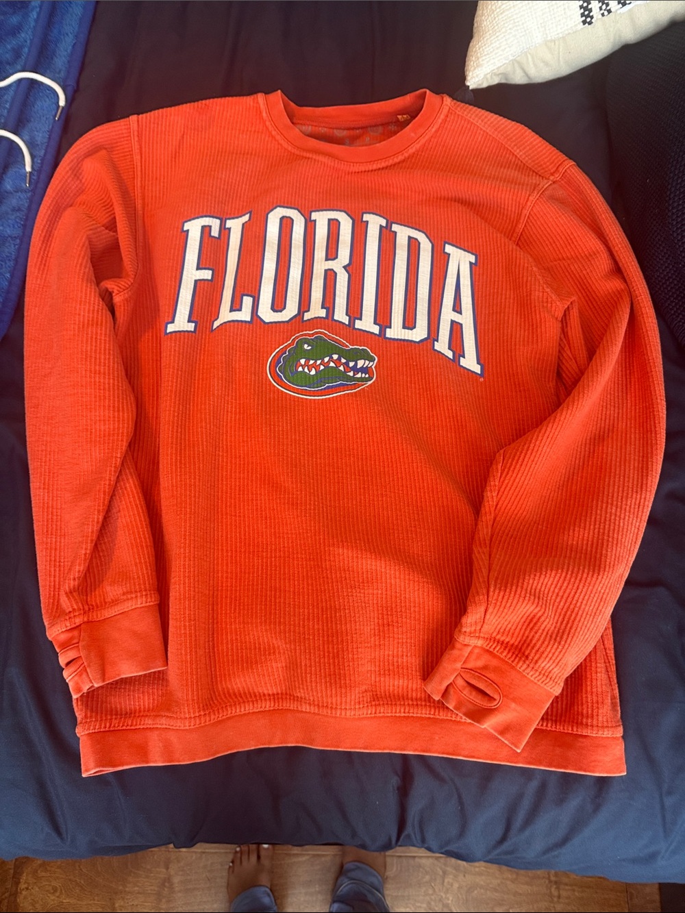 Pressbox Orange Florida Corded Crewneck Sweatshirt